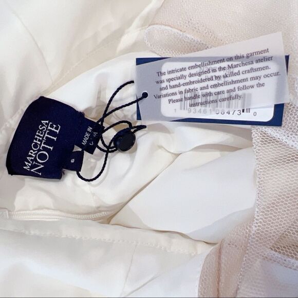 Marchesa Notte Jeweled Waist A Line Dress Ivory Size 6 - Picture 12 of 12